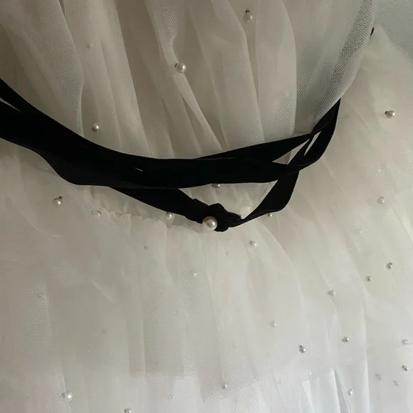 Maeve White Strapless Tiered Tulle Cocktail Mini Dress by Anthropologie - Picture 6 of 11